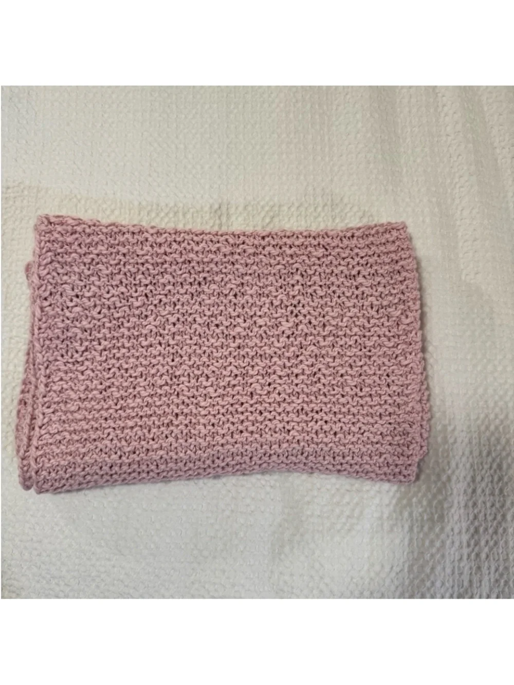 New Hand Knit Pink Eco Organic Cotton Baby Girl Blanket